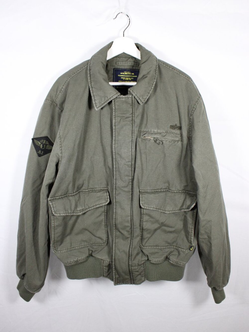 Alpha Industries Military Jacket Mens XL Bomber Coat US Dept Defense Contractor